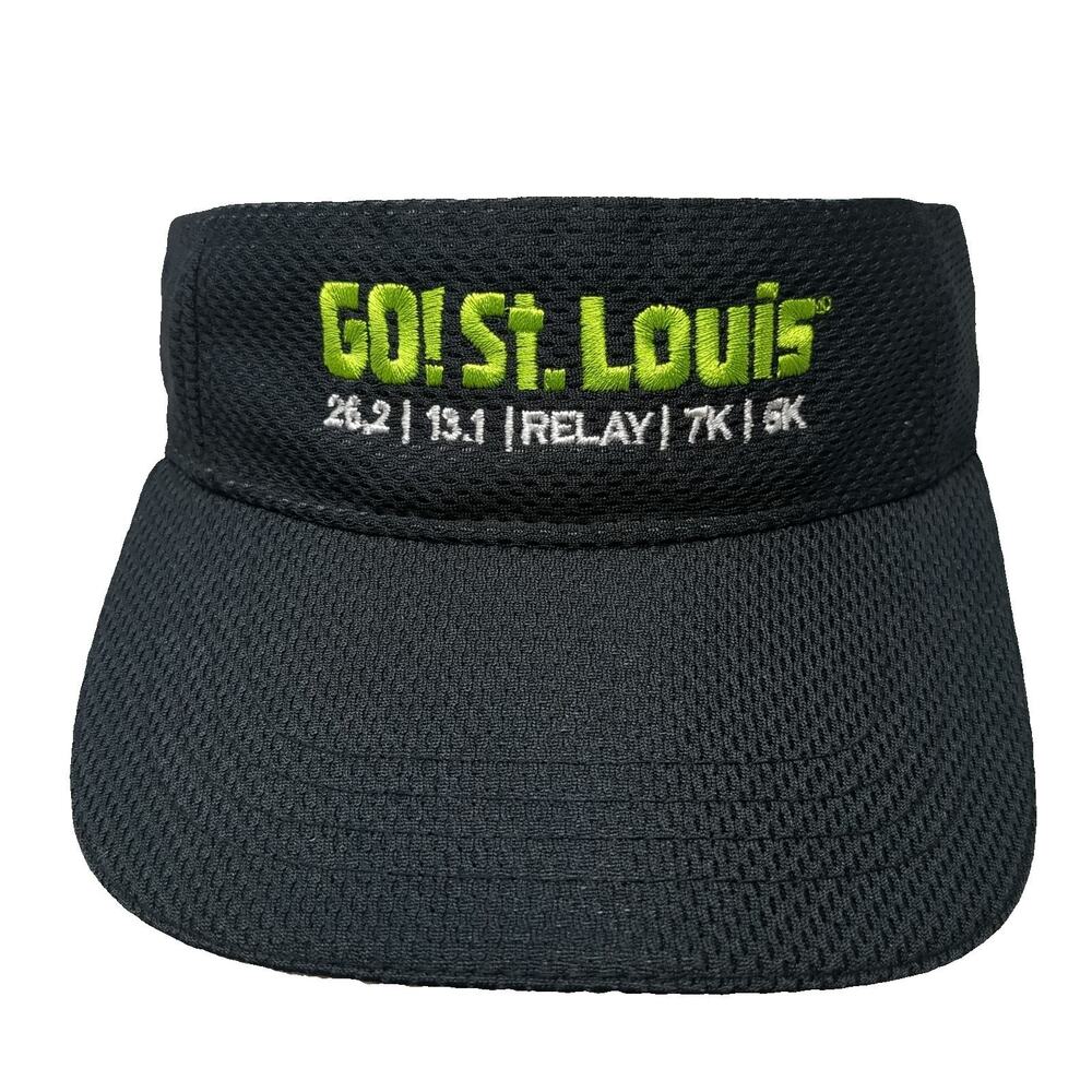 Headgear Visor Black One Size GO! St. Louis Marathon 26.2 13.1 Running Mesh Hat